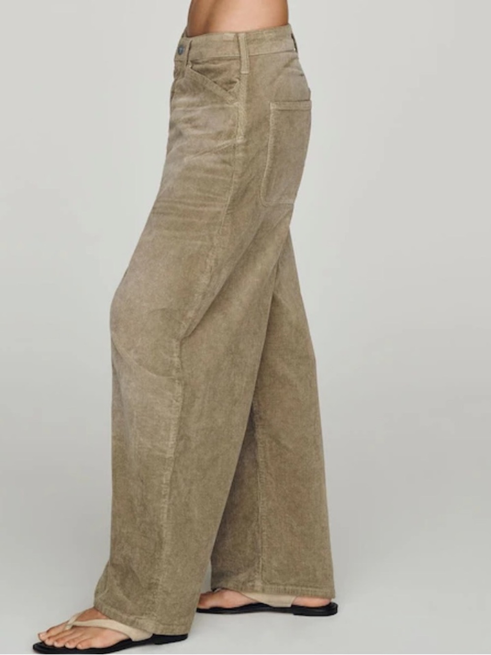 Anthropologie Green Pilcro Kayden Cord Mid-Rise Barrel Trouser, wide leg